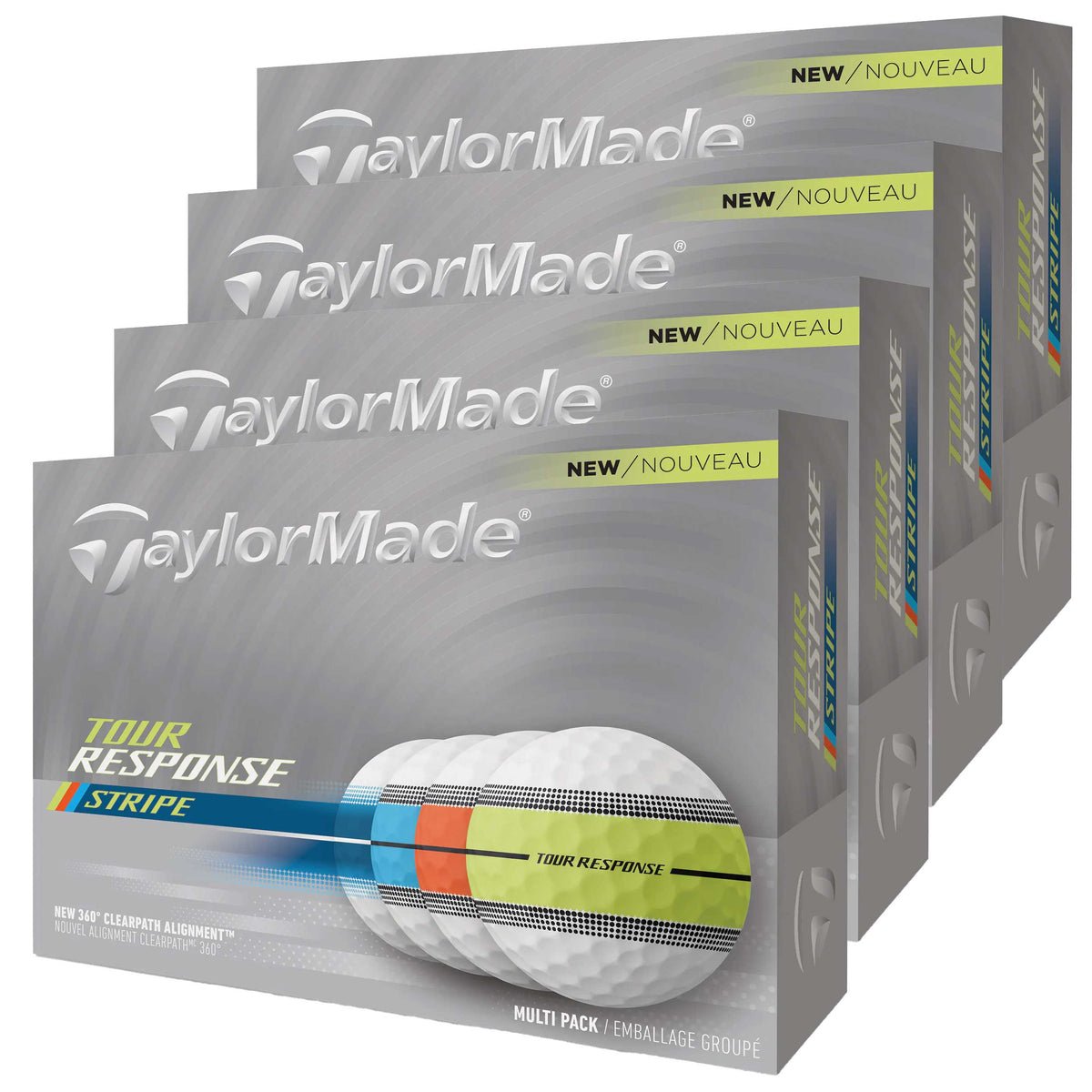 TaylorMade Tour Response Stripe Golf Balls - Neon Multi - 4 For 3