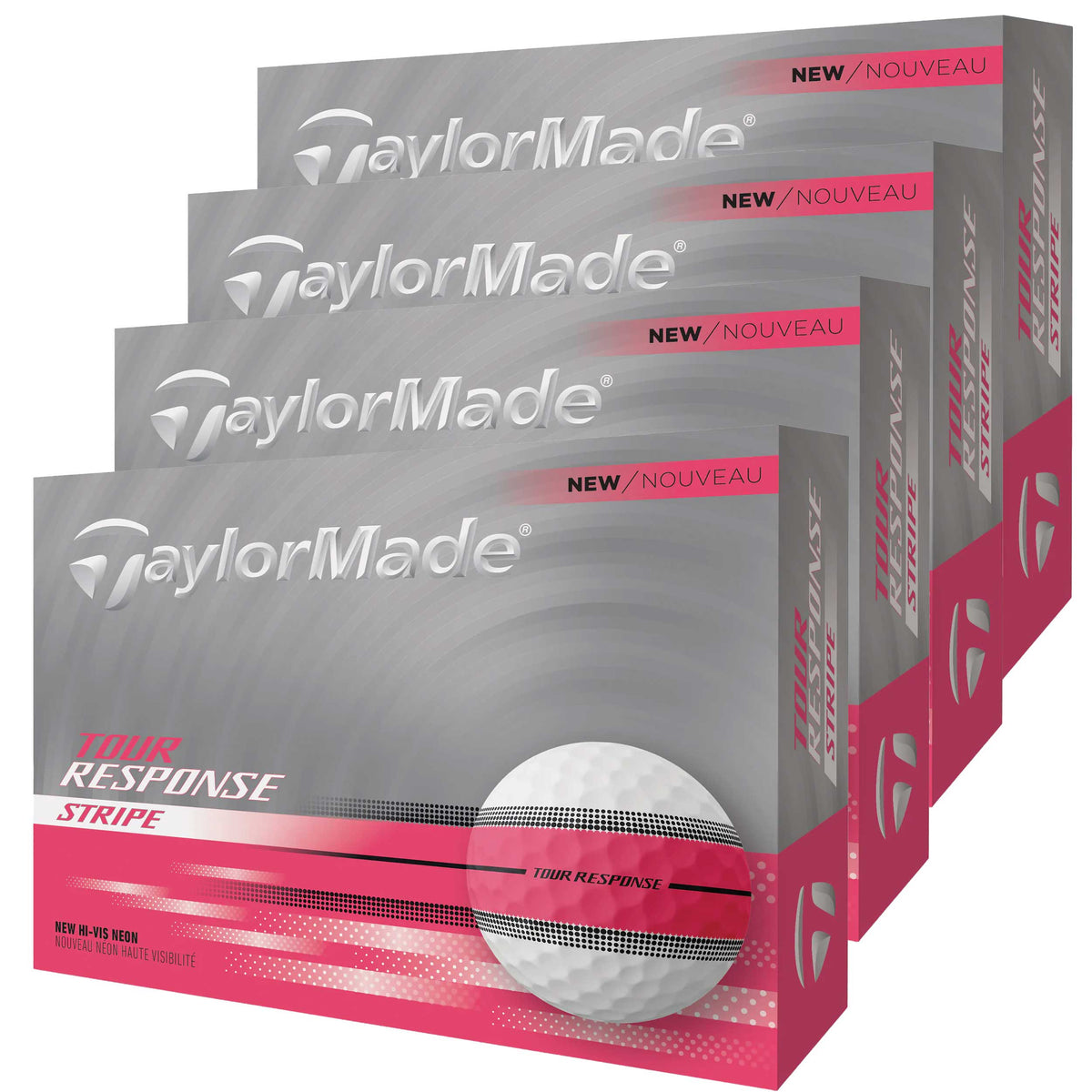 TaylorMade Tour Response Stripe Golf Balls - Neon Pink - 4 For 3